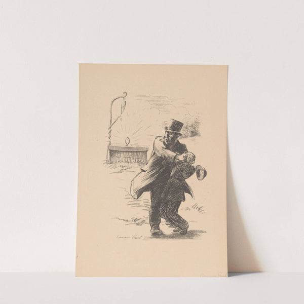 Man in top hat covers another man’s eyes (1899) by Hermann Paul