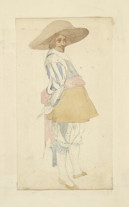 Man in wide brimmed hat, doublet and breeches