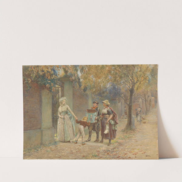 Man met een kijkkast en een liedverkoopster by Henry Reynolds Steer