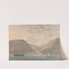 Man of War Moored in Harbor, Mountains in the Background by Samuel Davis