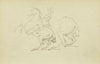 Man on a rearing horse, study of hind legs of horse