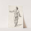 Man posing as the Apollo Belvedere, seen on his back by David Humbert de Superville