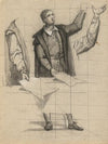 Man preaching, sketch for Signing of the Compact in the Cabin of the Mayflower