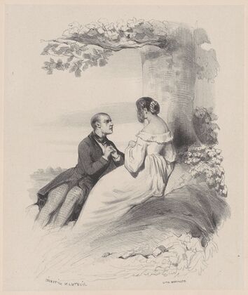 Man Proposing to a Woman whose Face is Hidden by Hair (ca. 1830–65)