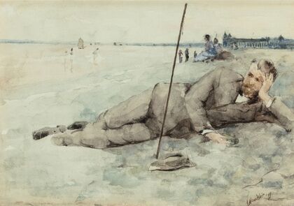 Man Reclining on a Beach