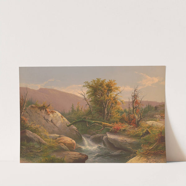 Man reclining with rifle looking at rushing water (1873) by Edmund Foerster &amp; Co.