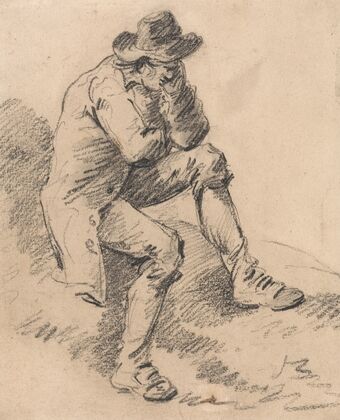 Man Seated on a Bank