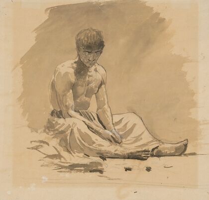 Man Sitting Half-Naked