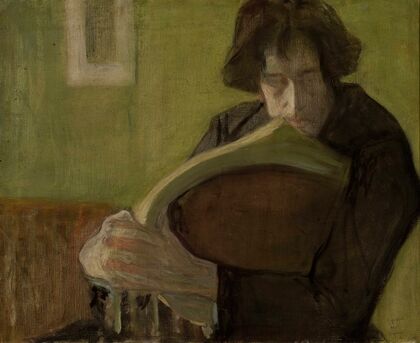 Man sitting in a chair. Portrait of Mieczysław Jakimowicz