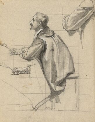 Man, sketch for Signing of the Compact in the Cabin of the Mayflower