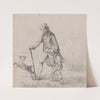 Man walking with barefoot boy and dog by Felix Octavius Carr Darley