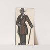 Man wearing a brown overcoat, cane and pince-nez by Sergey Yurievich Sudeikin