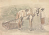 Man With a Horse Harnessed to a Roller