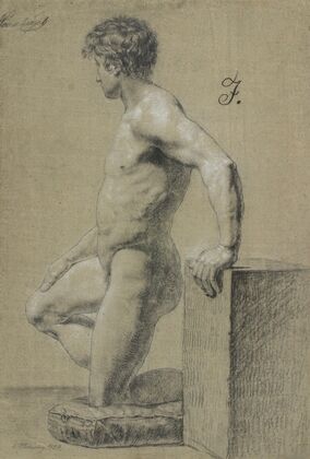 Mandlig knælende modelfigur, profil til venstre (1804)