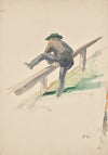 Mann, über ein Geländer kletternd (1927-1930)