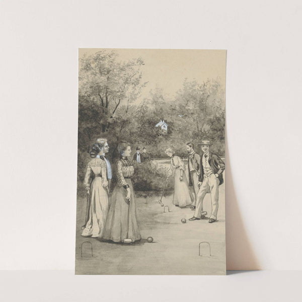 Mannen en vrouwen spelen croquet by Anna Maria Kruijff