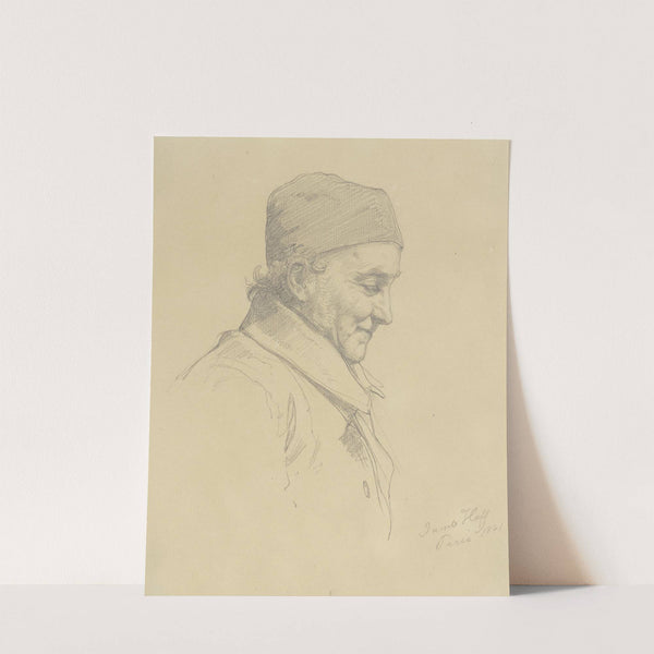 Männlicher Studienkopf, gealtert, Profil nach rechts by Johann Jakob Hoff