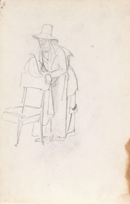 Mannsfigur som lener seg mot en stolrygg (1843)