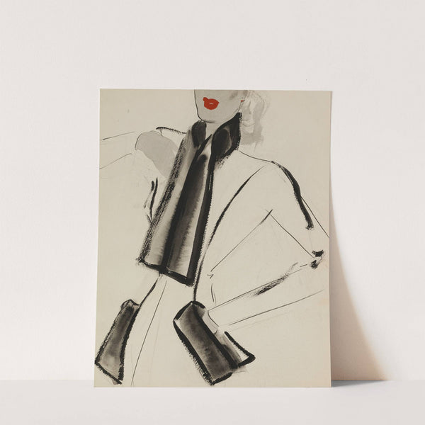 Manteau banc avec col écharpe et poches noirs (1938) by M. P. Leven