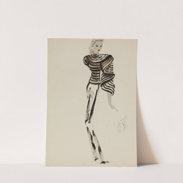 Manteau court travaillé en bandes avec effet de drapé sur un côté (1938) by M. P. Leven
