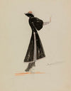 Manteau noir à manches gigot et grand col (1938)