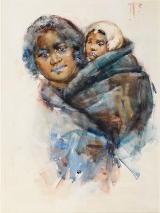 Maori woman and child