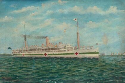 Marama, NZ hospital ship off the Needles, Isle of Wight, English Channel