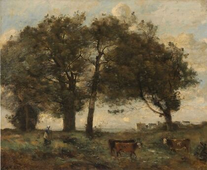 Marecages Boisée Avec Trois Vaches (1871-1872)