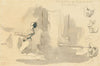 Marguerite in the church with studies of the head of Mephistopheles (1826–1827)