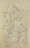 Maria auf Wolken mit dem Heiligen Christophorus und einer Heiligen