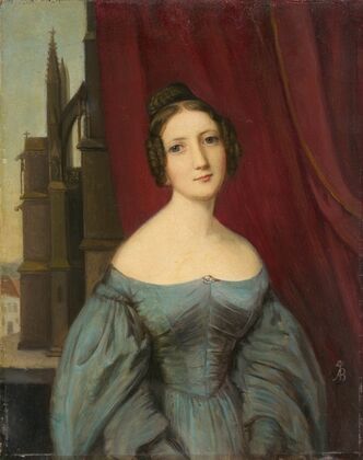 Maria Magdalena von Kachthaler in front of Freiburg Cathedral