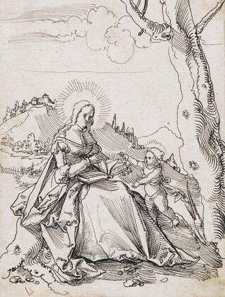 Maria mit Kind in der Landschaft