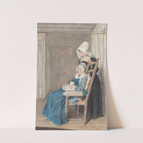 Marie Louise Petit At The Age Of 105, With Her Young Nurse (1765) by Louis Carrogis Carmontelle