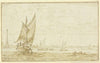 Marine, links segelt ein Boot, rechts ein Ruderboot