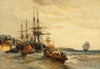 Marine with boats in port