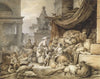 Market Scene With A Fantastic Sculpture
