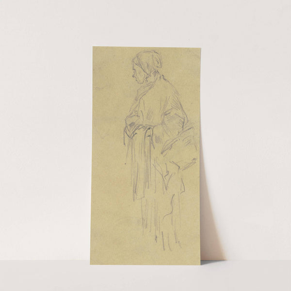 Marktfrau mit Händen unter der Schürze by Anton Burger