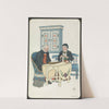 Married couple reading the Bible and knitting in the living room by Othar Holmboe