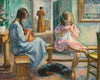 Marthe Et Nono Cousant Dans Un Intérieur