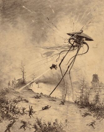 Martian Fighting Machine Hit by Shell