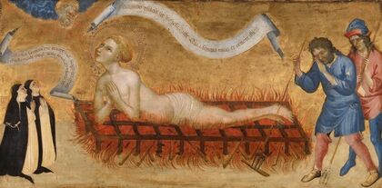 Martyrdom of Saint Lawrence, with Two Benedictine Nuns (c. 1425)