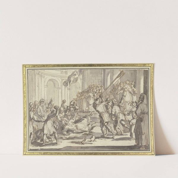 Martyrium des heiligen Jacobus des Jüngeren; Der Heilige wird von einer Volksmenge gesteinigt und mit dem Walkerholz erschlagen by Conrad Meyer