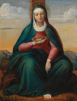 Mary with Crown of Thorns before a Landscape Background