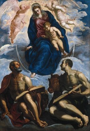 Mary with the Child, Venerated by St. Marc and St. Luke