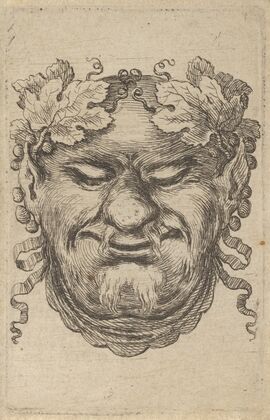 Mask of Bacchus with a Wreath of Grape Leaves and Ribbon (1635–1645)