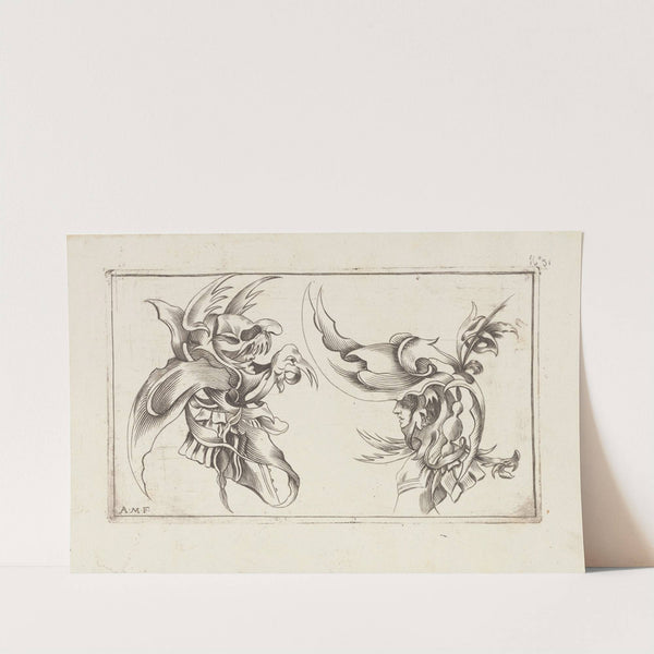 Masks and hats Pl.10 by Agostino Mitelli