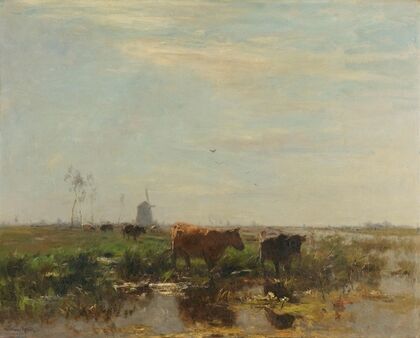 Meadow with Cows by the Water
