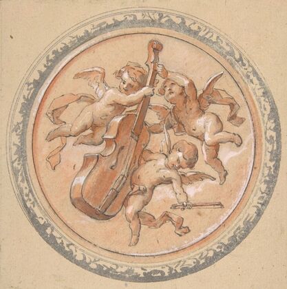 Medallion with putti holding a cello (19th Century)
