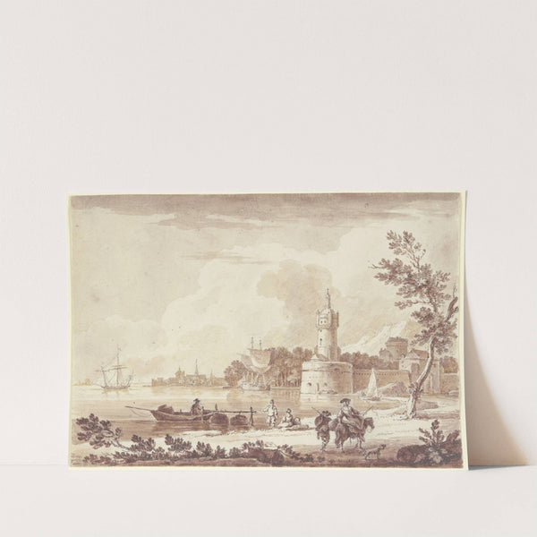 Meeresbucht mit einem Leuchtturm und einer Befestigung im Hintergrund by Nicolas Ozanne