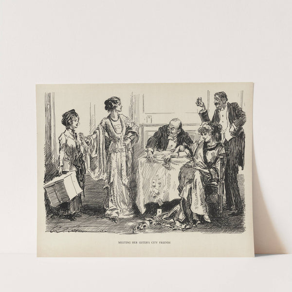 Meeting her sister’s city friends (1916) by Charles Dana Gibson